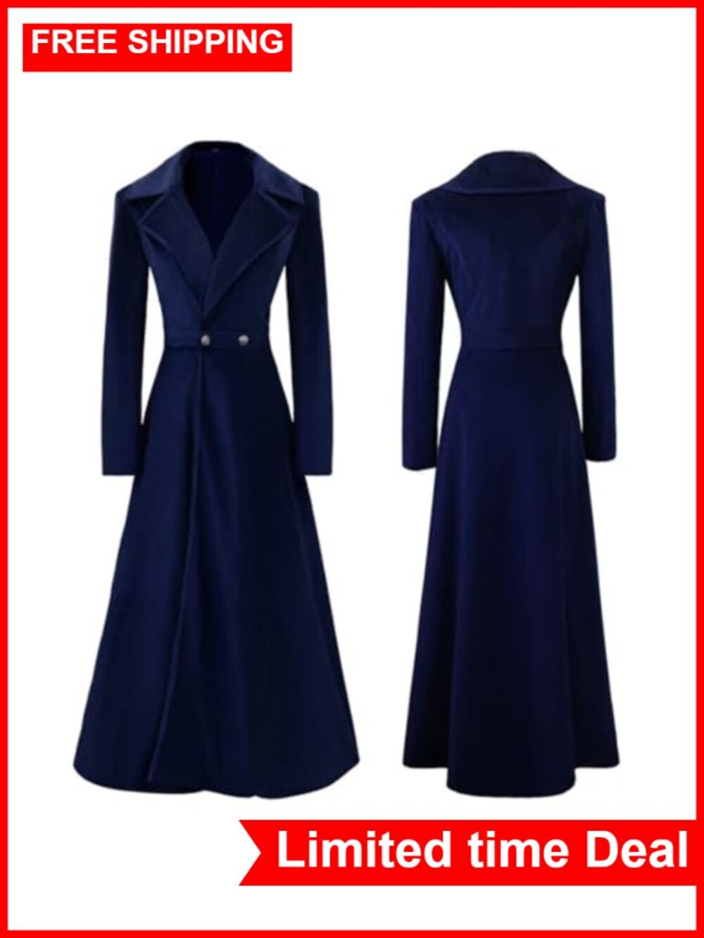 Women's Victorian Steampunk Double Breasted Long Trench Coat